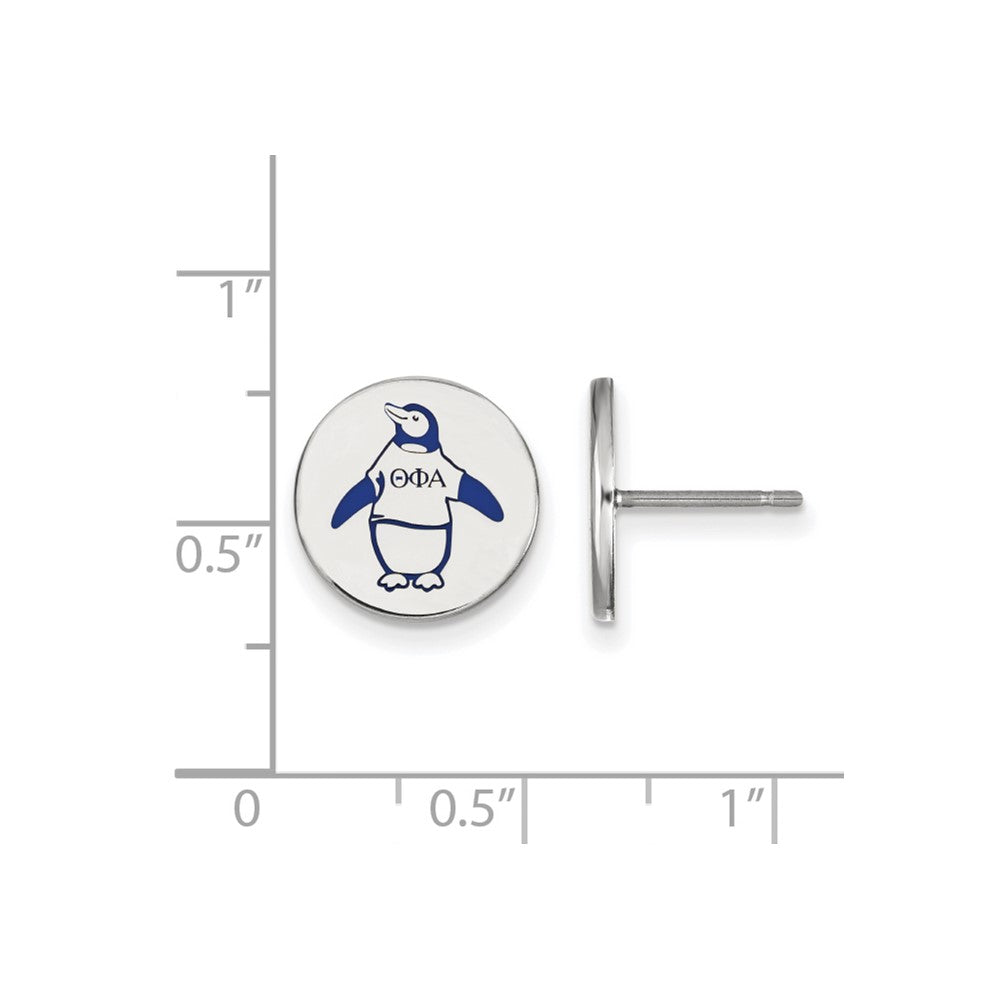 Sterling Silver Rhodium-plated LogoArt Theta Phi Alpha Sorority Symbol Color Enamel Post Earrings