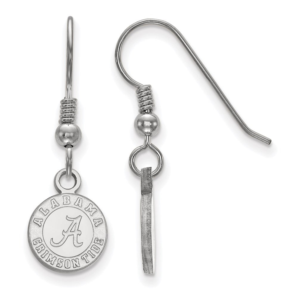 Sterling Silver Rhodium-plated LogoArt University of Alabama Crimson Tide Extra Small Dangle Wire Earrings