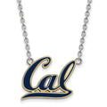 Sterling Silver Rhodium-plated LogoArt University of California Berkeley Large Enameled Pendant 18 inch Necklace