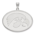 Sterling Silver Rhodium-plated LogoArt University of Iowa Hawk Extra Large Oval Pendant