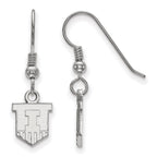 Sterling Silver Rhodium-plated LogoArt University of Illinois Victory Badge Extra Small Dangle Wire Earrings
