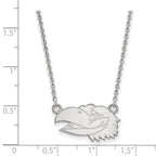 14k White Gold LogoArt University of Kansas Jayhawk Small Pendant 18 inch Necklace