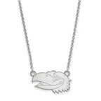 10k White Gold LogoArt University of Kansas Jayhawk Small Pendant 18 inch Necklace