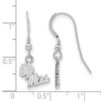 Sterling Silver Rhodium-plated LogoArt University of Mississippi Ole Miss Extra Small Dangle Wire Earrings
