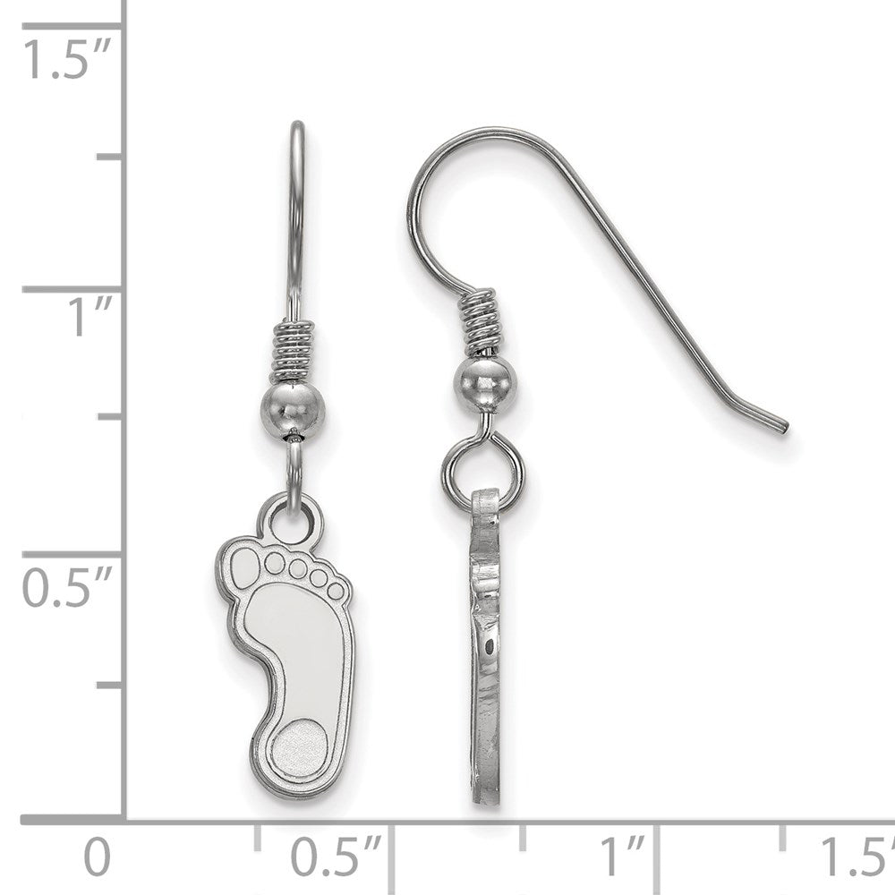 Sterling Silver Rhodium-plated LogoArt University of North Carolina Tar Heel Small Dangle Wire Earrings