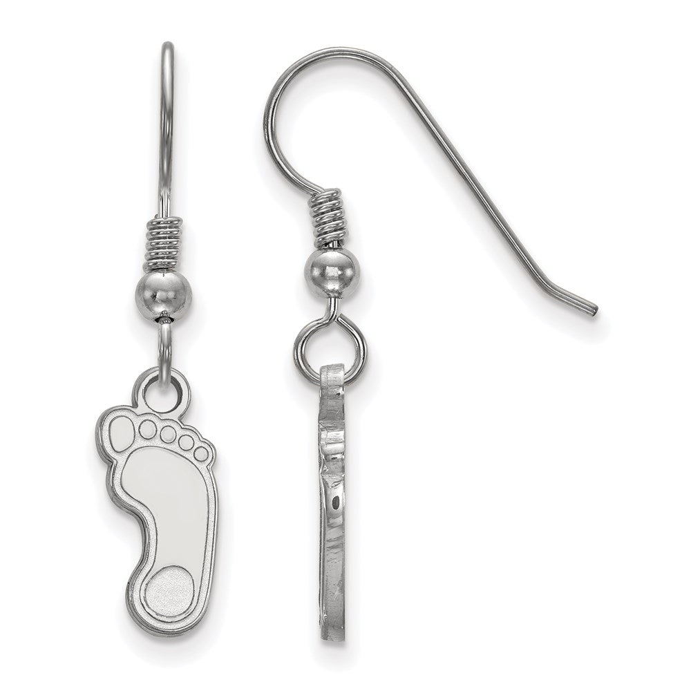 Sterling Silver Rhodium-plated LogoArt University of North Carolina Tar Heel Small Dangle Wire Earrings