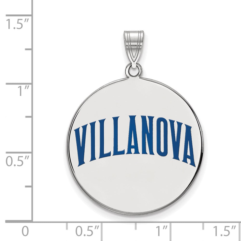 Sterling Silver Rhodium-plated LogoArt Villanova University Extra Large Enameled Disc Pendant