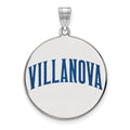 Sterling Silver Rhodium-plated LogoArt Villanova University Extra Large Enameled Disc Pendant