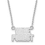 14k White Gold LogoArt Wake Forest University W-F Deacon Small Pendant 18 inch Necklace
