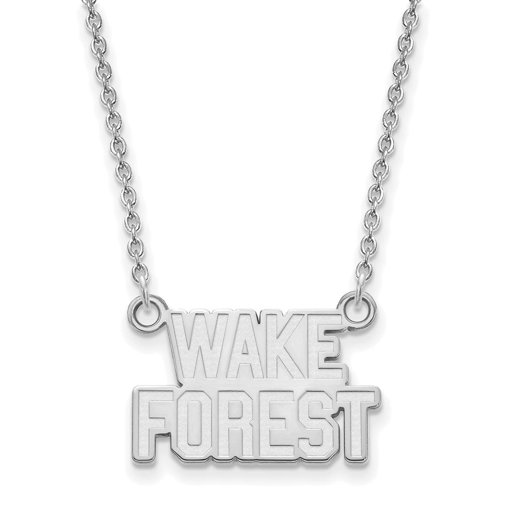 14k White Gold LogoArt Wake Forest University W-F Deacon Small Pendant 18 inch Necklace