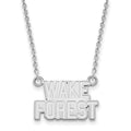 Sterling Silver Rhodium-plated LogoArt Wake Forest University W-F Deacon Small Pendant 18 inch Necklace