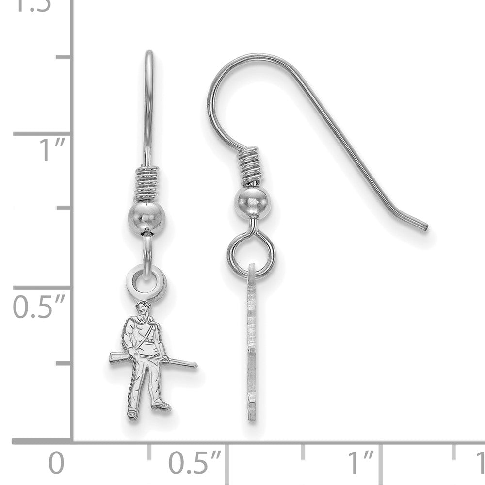 Sterling Silver Rhodium-plated LogoArt West Virginia University Mountaineer Extra Small Dangle Wire Earrings