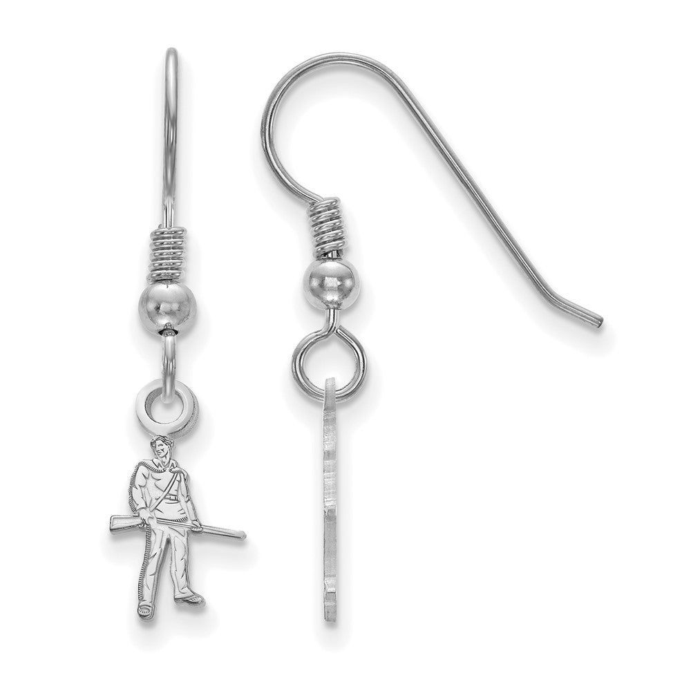 Sterling Silver Rhodium-plated LogoArt West Virginia University Mountaineer Extra Small Dangle Wire Earrings