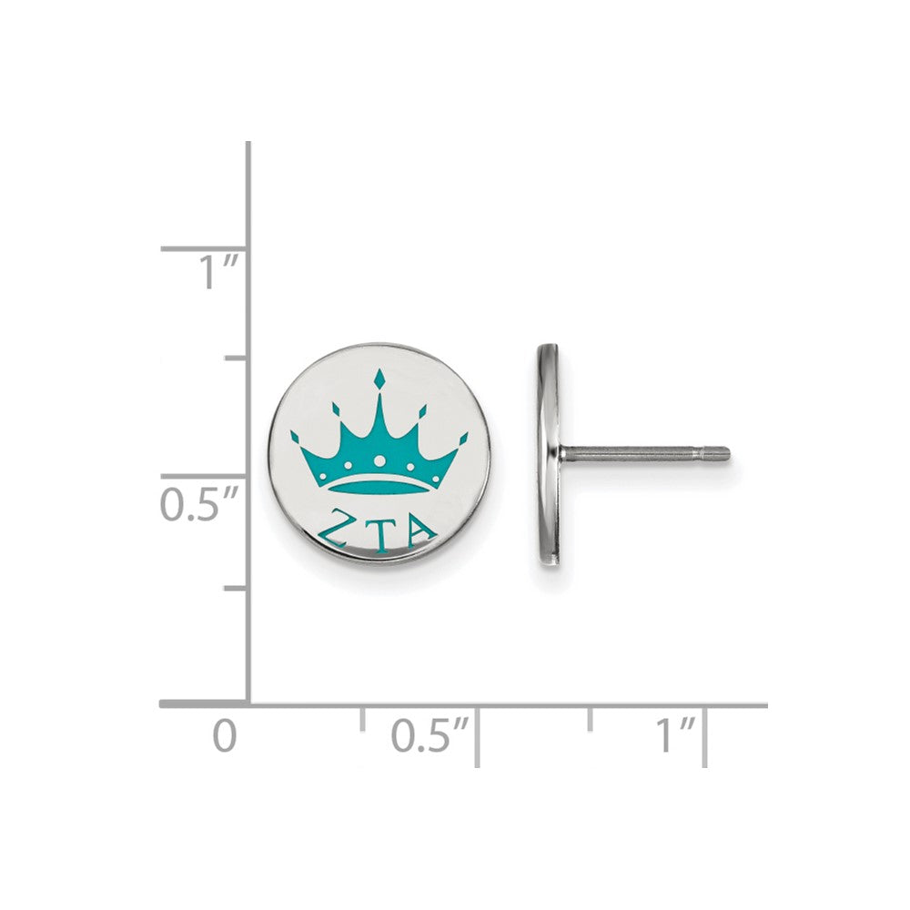Sterling Silver Rhodium-plated LogoArt Zeta Tau Alpha Sorority Symbol Color Enamel Post Earrings