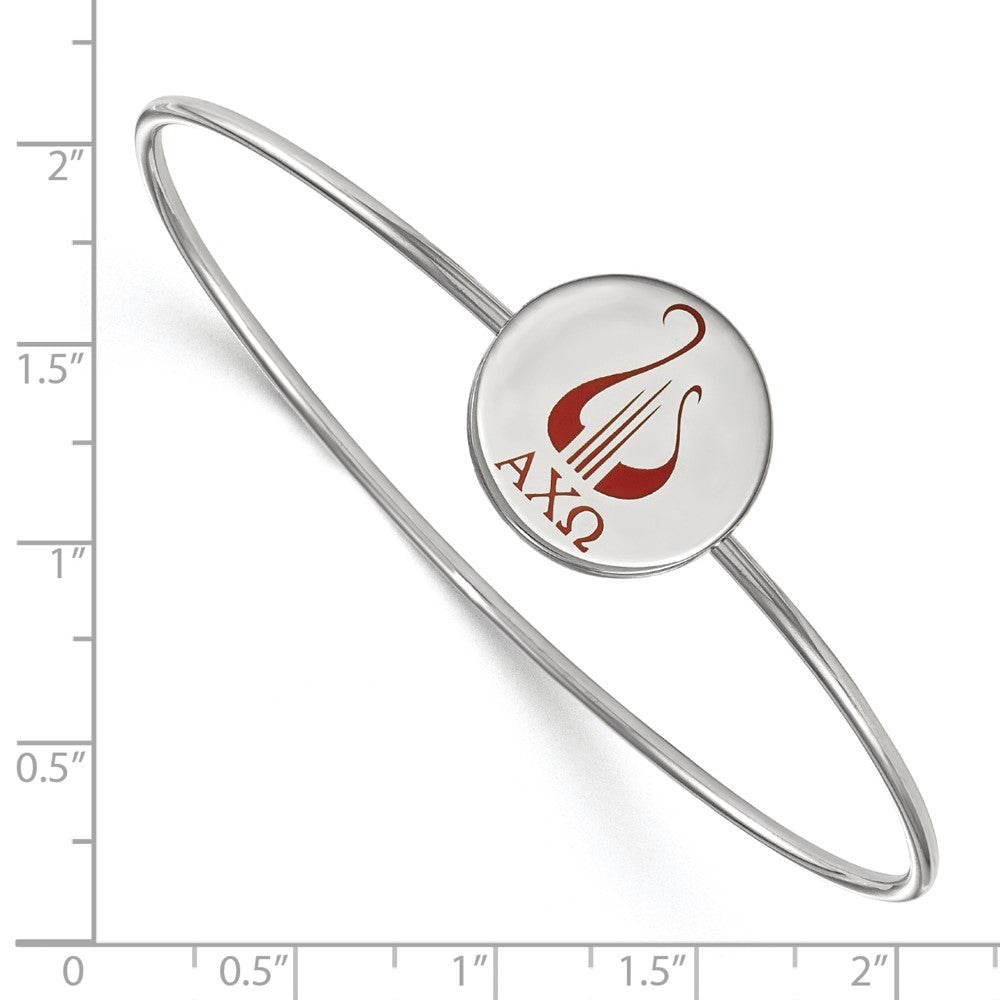 Sterling Silver Rh-plated LogoArt Alpha Chi Omega Enameled Slip-on Bangle