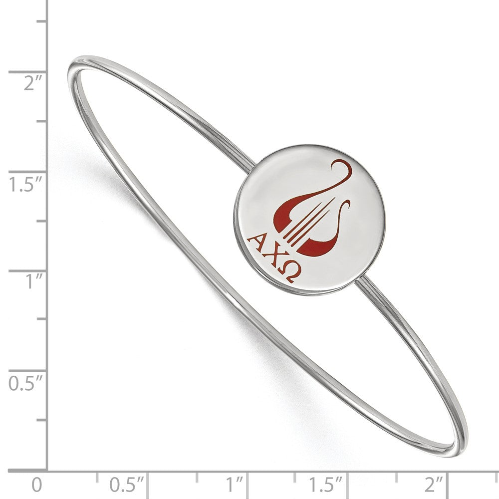 Sterling Silver Rh-plated LogoArt Alpha Chi Omega Enameled Slip-on Bangle