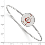 Sterling Silver Rh-plated LogoArt Alpha Chi Omega Enameled Slip-on Bangle