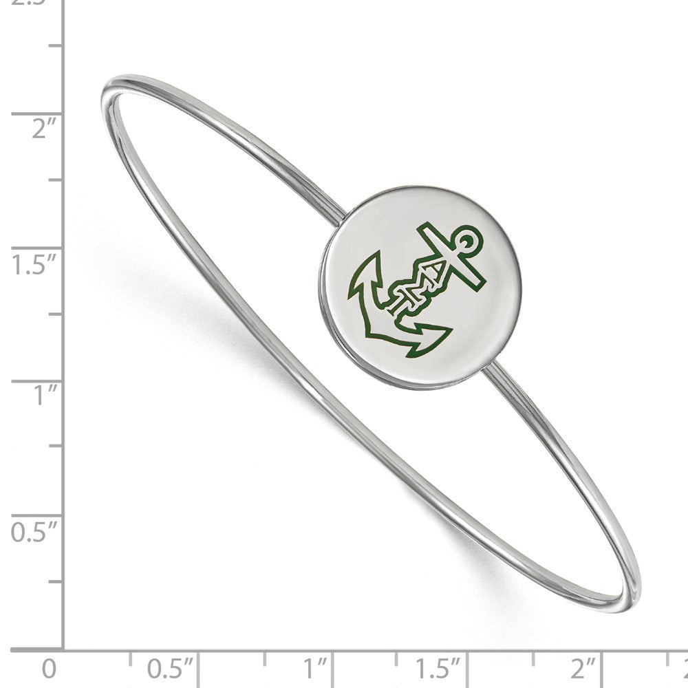 Sterling Silver Rh-plated LogoArt Alpha Sigma Tau Enameled Slip-on Bangle