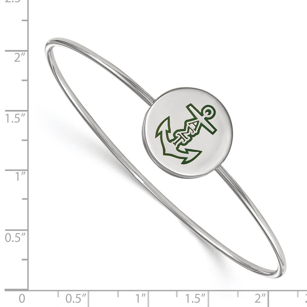 Sterling Silver Rh-plated LogoArt Alpha Sigma Tau Enameled Slip-on Bangle