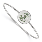Sterling Silver Rh-plated LogoArt Alpha Sigma Tau Enameled Slip-on Bangle