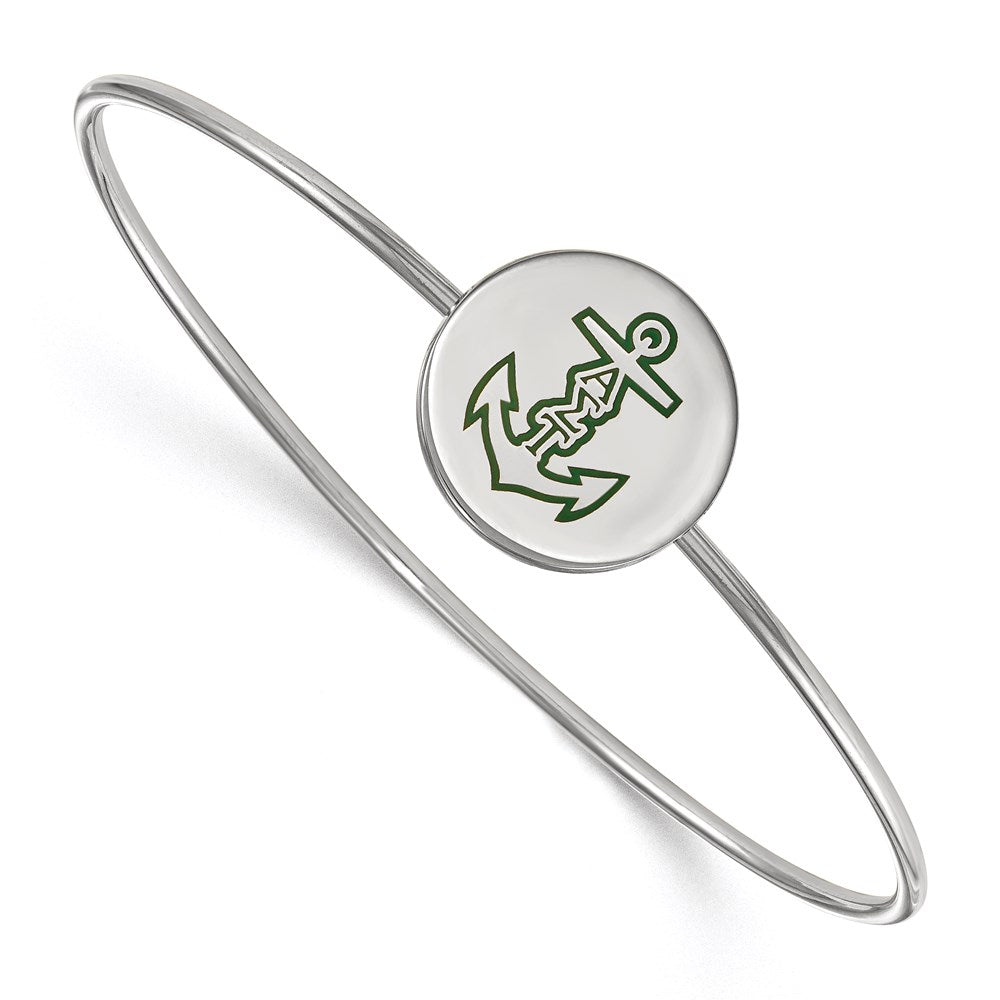 Sterling Silver Rh-plated LogoArt Alpha Sigma Tau Enameled Slip-on Bangle
