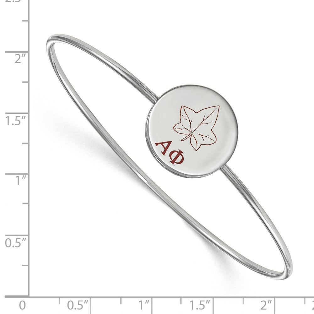 Sterling Silver Rh-plated LogoArt Alpha Phi Enameled Slip-on Bangle