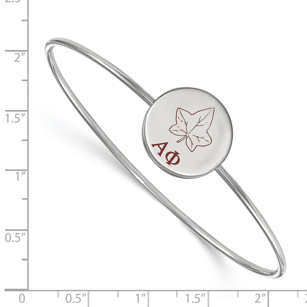 Sterling Silver Rh-plated LogoArt Alpha Phi Enameled Slip-on Bangle