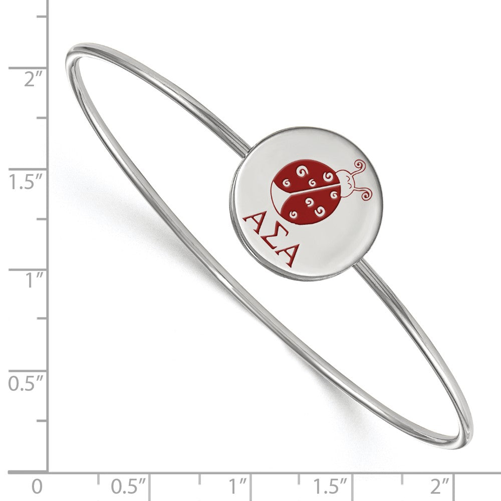 Sterling S. Rh-plated LogoArt Alpha Sigma Alpha Enameled Slip-on Bangle