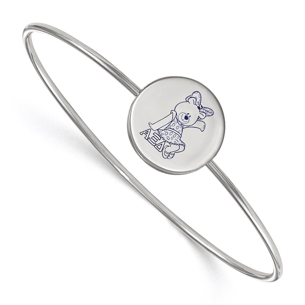 Sterling Silver Rh-plated LogoArt Alpha Xi Delta Enameled Slip-on Bangle