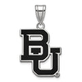 Sterling Silver Rhodium-plated LogoArt Baylor University Bears Large Enameled Pendant