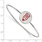 Sterling Silver Rh-plated LogoArt Chi Omega Enameled Slip-on Bangle
