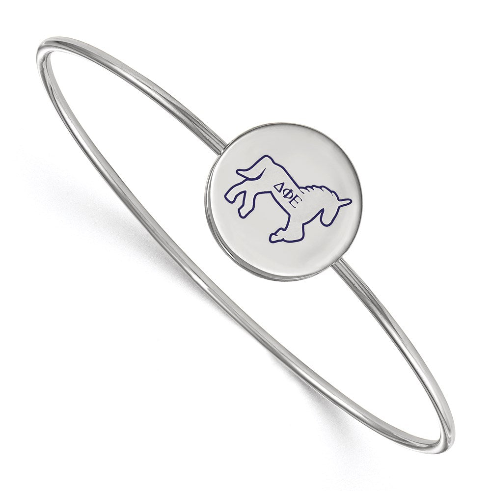 Sterling S. Rh-plated LogoArt Delta Phi Epsilon Enameled Slip-on Bangle