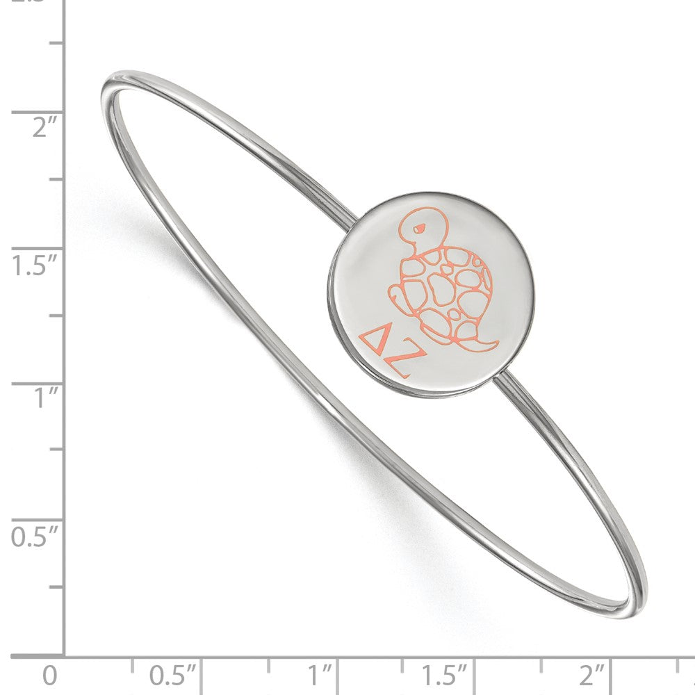 Sterling Silver Rh-plated LogoArt Delta Zeta Enameled Slip-on Bangle