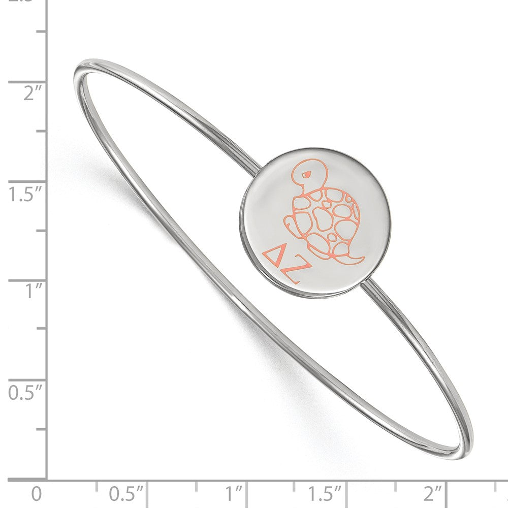 Sterling Silver Rh-plated LogoArt Delta Zeta Enameled Slip-on Bangle