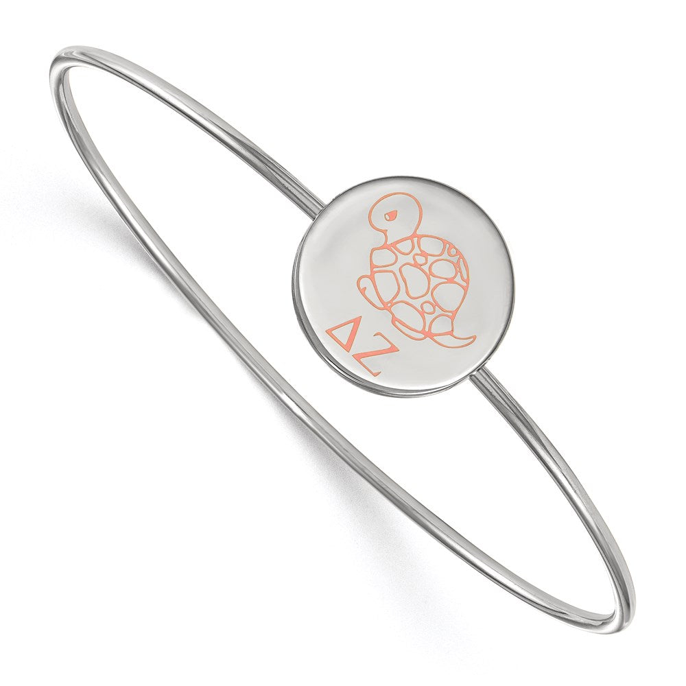 Sterling Silver Rh-plated LogoArt Delta Zeta Enameled Slip-on Bangle
