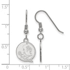 Sterling Silver Rhodium-plated LogoArt Florida State University Seminole Small Dangle Wire Earrings