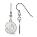 Sterling Silver Rhodium-plated LogoArt Florida State University Seminole Small Dangle Wire Earrings