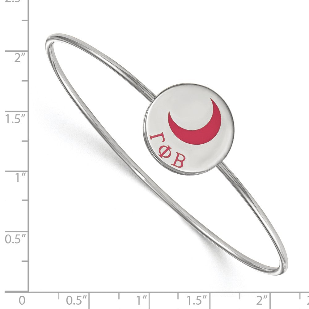 Sterling Silver Rh-plated LogoArt Gamma Phi Beta Enameled Slip-on Bangle