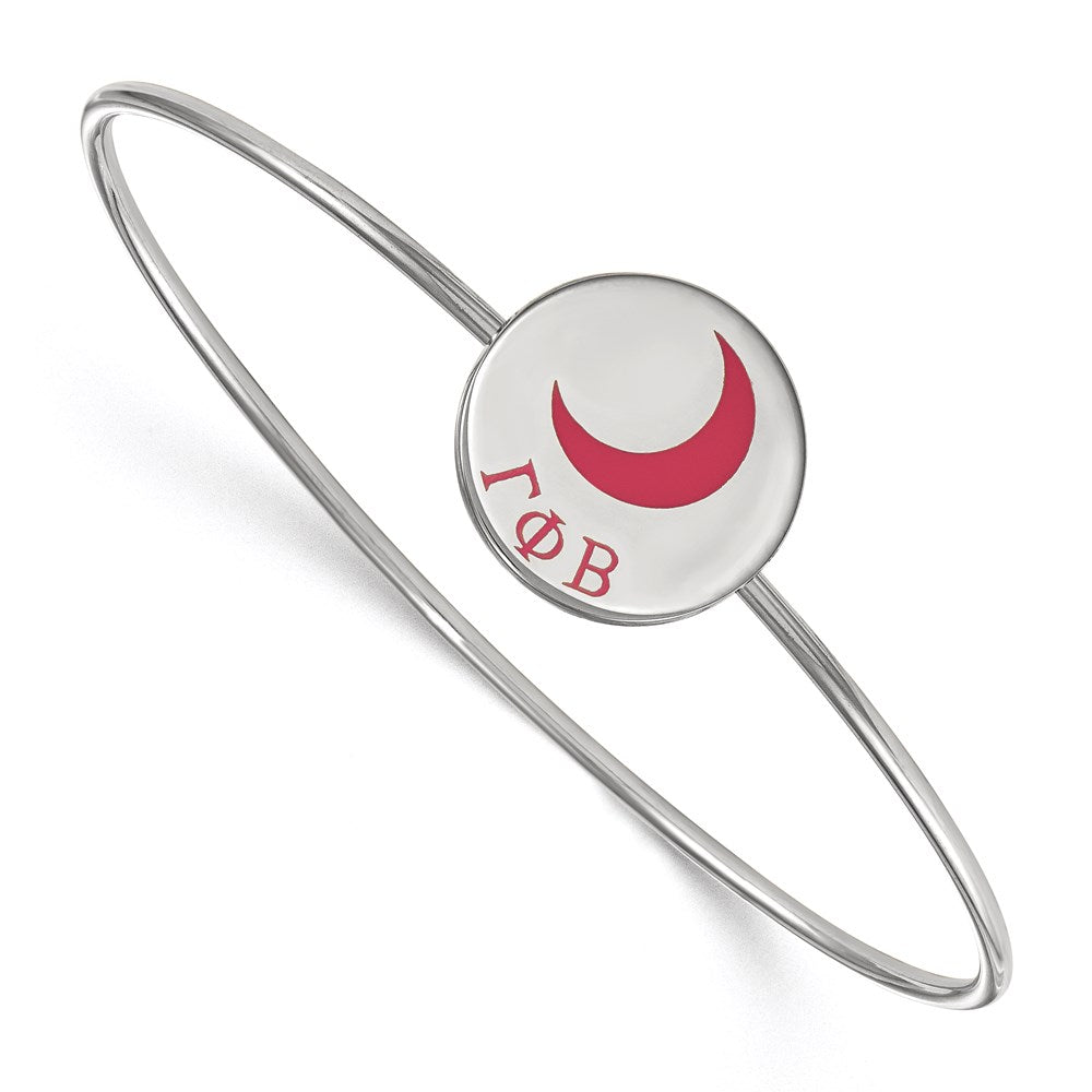 Sterling Silver Rh-plated LogoArt Gamma Phi Beta Enameled Slip-on Bangle