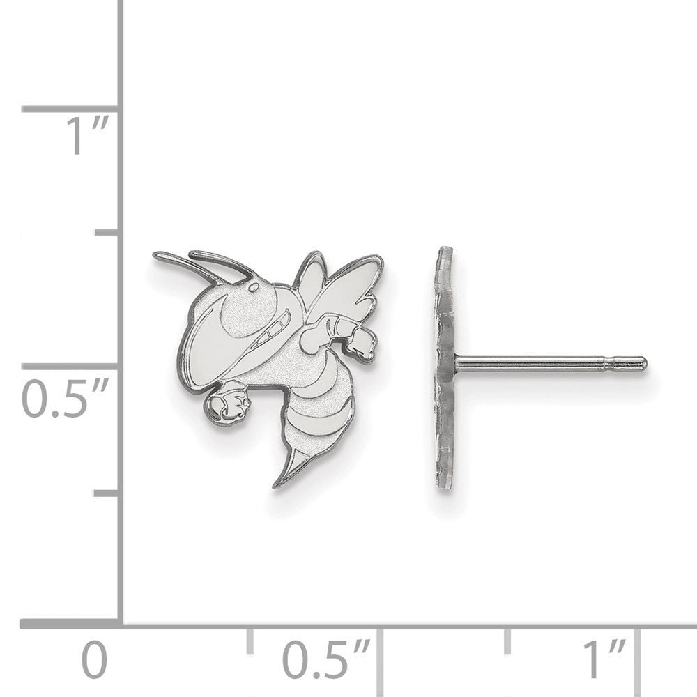 14k White Gold LogoArt Georgia Institute of Technology Yellow Jacket Small Post Earrings