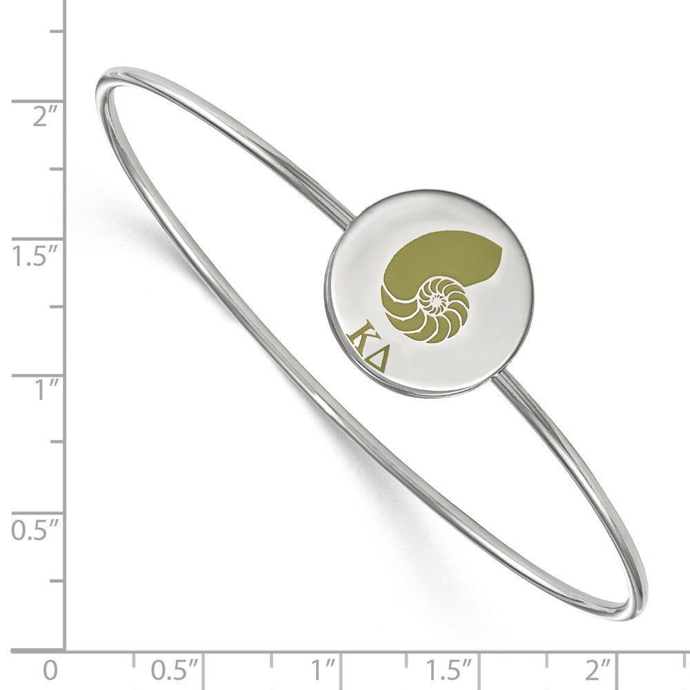 Sterling Silver Rh-plated LogoArt Kappa Delta Enameled Slip-on Bangle