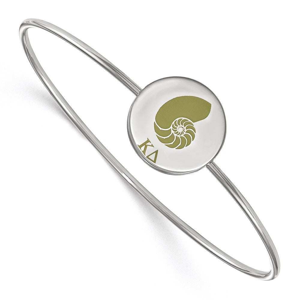 Sterling Silver Rh-plated LogoArt Kappa Delta Enameled Slip-on Bangle