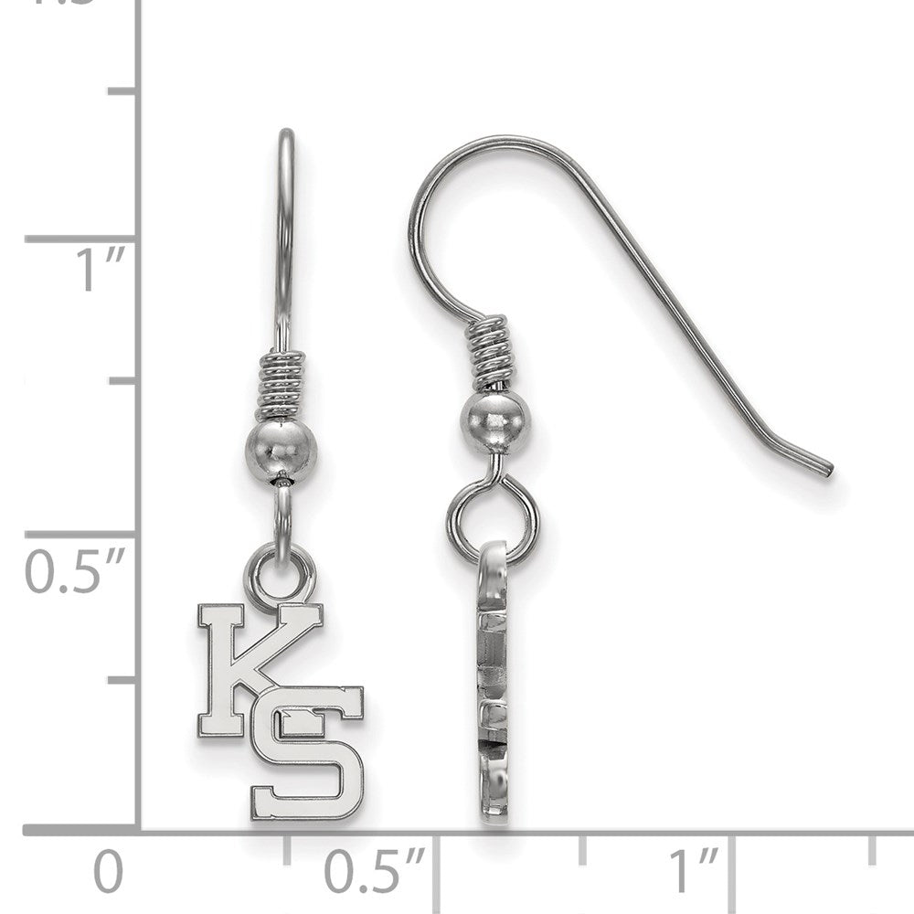 Sterling Silver Rhodium-plated LogoArt Kansas State University K-S Extra Small Dangle Wire Earrings