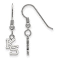 Sterling Silver Rhodium-plated LogoArt Kansas State University K-S Extra Small Dangle Wire Earrings