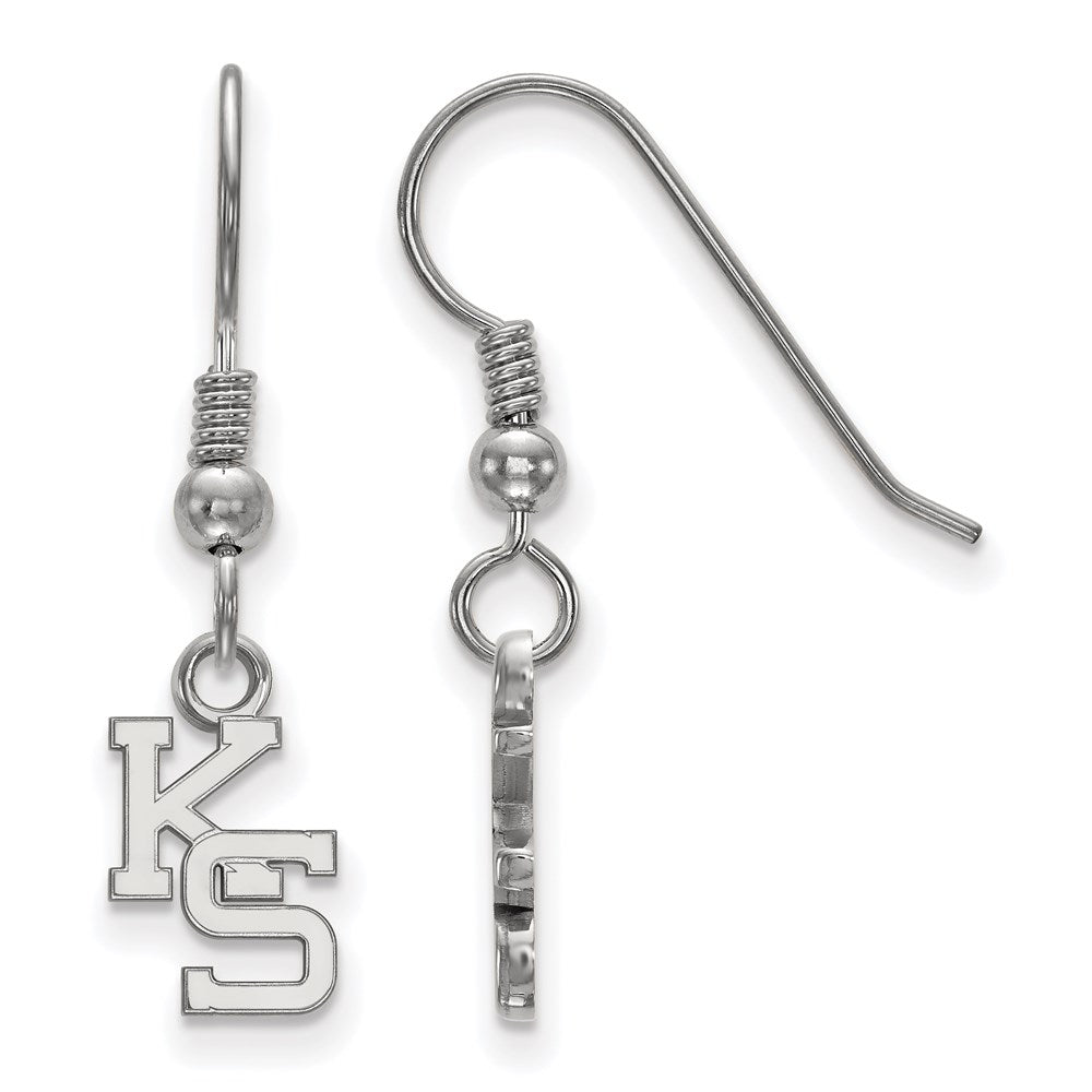 Sterling Silver Rhodium-plated LogoArt Kansas State University K-S Extra Small Dangle Wire Earrings