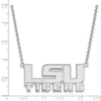 10k White Gold LogoArt Louisiana State University L-S-U Tigers Large Pendant 18 inch Necklace