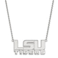 Sterling Silver Rhodium-plated LogoArt Louisiana State University L-S-U Tigers Large Pendant 18 inch Necklace