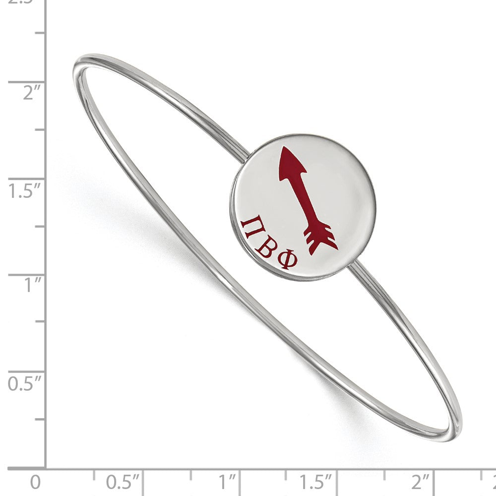 Sterling Silver Rh-plated LogoArt Pi Beta Phi Enameled Slip-on Bangle