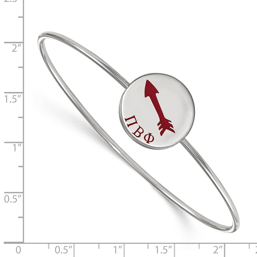Sterling Silver Rh-plated LogoArt Pi Beta Phi Enameled Slip-on Bangle