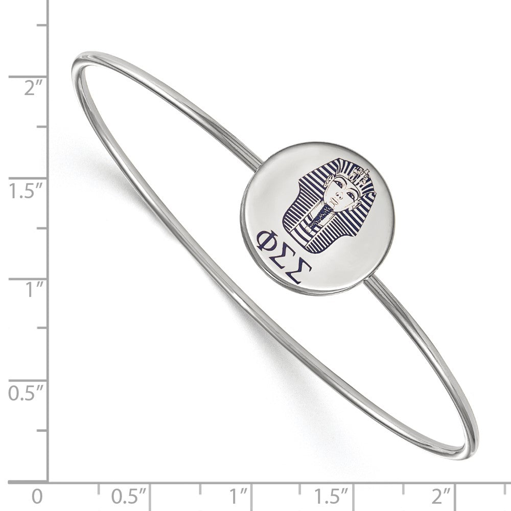 Sterling Silver Rh-plated LogoArt Phi Sigma Sigma Enameled Slip-on Bangle